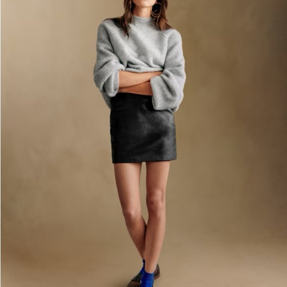 Sesame Harlow Black Leather Mini Skirt